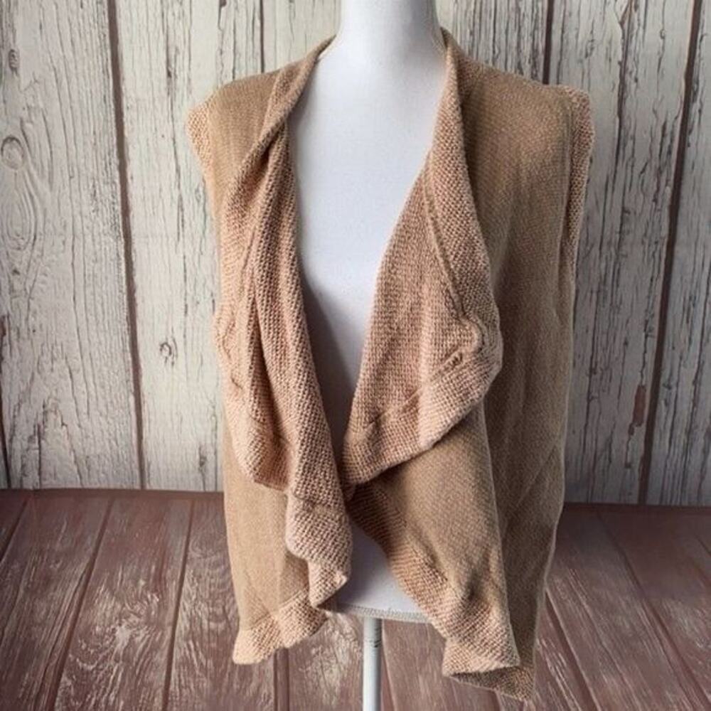 Matilda Jane Cardigan Sweater Womens Small Beige Open Sleeveless Chunky Knit - Picture 4 of 10